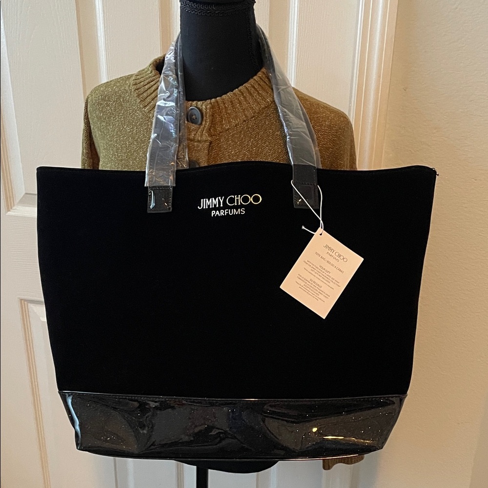 Jimmy Choo Black Velour Tote NEW